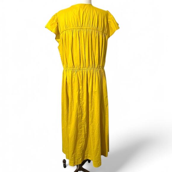 NWT Lane Bryant mustard Yellow Ruffled Smocked Midi Sundress plus size 18 - Picture 2 of 8